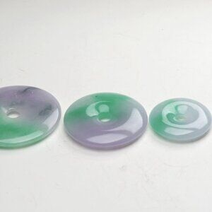 Natural Jade Donut circle disk Pendent unity and cyclical nature of life .
